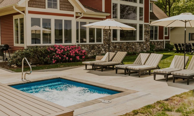 Newaygo House | Waterfront 4 bdr Home w/Hot tub, Golf Sim., and Pickle ball!