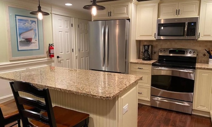 North Beach Haven Condo | Wi/Fi. Outdoor Shower. Beautifully remodeled 1st fl condo in a building of only 4 units on the oceanblock in Brant Beach. It is just steps from the beach and very close to the bay beach area which has swimming and a play area for children.