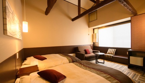Modern Japanese Twin Room with Shared Hot Spring Access, Non-Smoking 