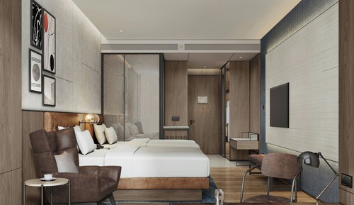 Comfort Room, 2 Double Beds, City View