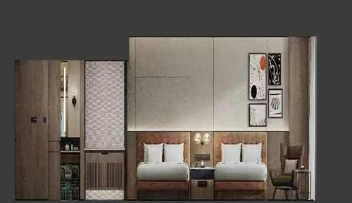 Comfortable Double Guest Room with Two Double Beds and City View