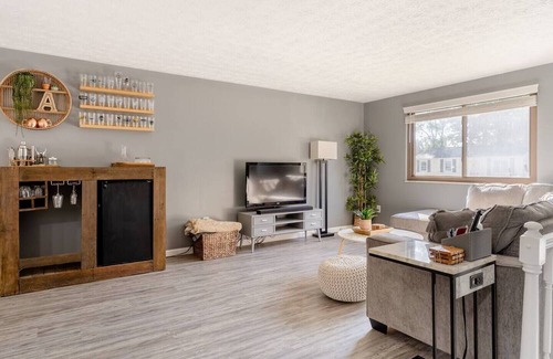 Columbus House | Newly remodeled home, spacious deck w/ string lights, & large yard with firepit