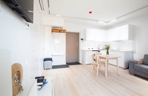 Neringa Apartment | New 2025 Pervalka Neringa Flat White Dunes: AC, Heating, Private Balcony