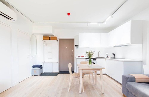 Neringa Apartment | New 2025 Pervalka Neringa Flat White Dunes: AC, Heating, Private Balcony