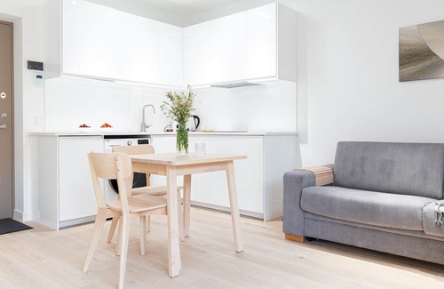 Neringa Apartment | New 2025 Pervalka Neringa Flat White Dunes: AC, Heating, Private Balcony