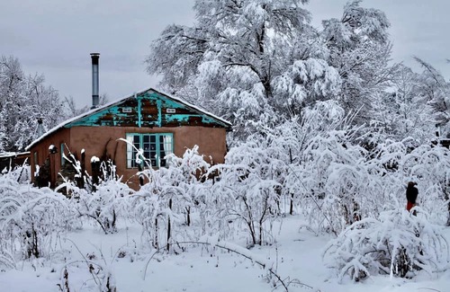 San Cristobal House | Cozy Cabin Suite with Orchard Views near Taos, New Mexico
