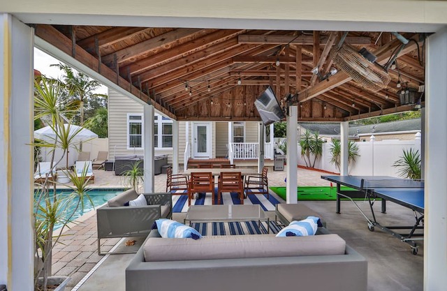 HAS POWER: Large home with saltwater pool, hot tub, outdoor games