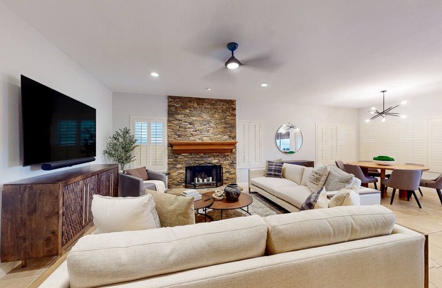 Designer home with private pool, enclosed yard, game room, & W/D