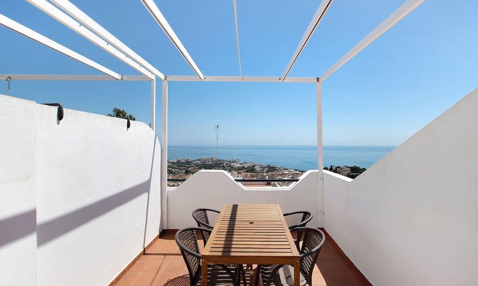Benalmadena Apartment | Apartment 'Penthouse with Sea View and Pool' with Shared Pool, Wi-Fi and Air Conditioning