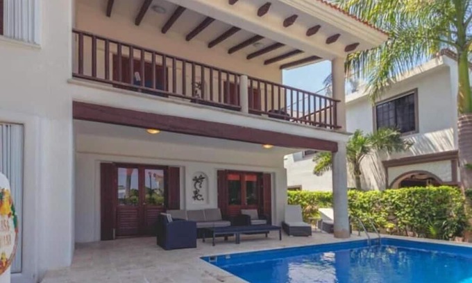 Playacar Fase I Villa | Private rooftop with a stunning ocean view. Private pool. Sleeps 8 guests.