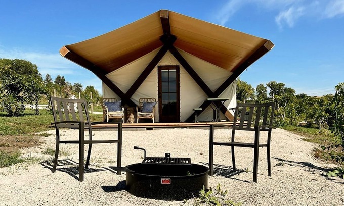 Burt County House | Reconnect with Nature at this Equipped Tented Cabin in Tekamah, Nebraska